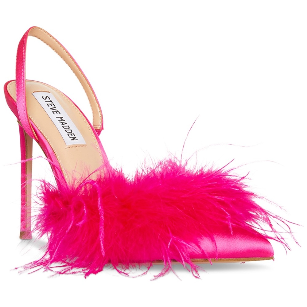 Steve Madden Alexis Feather Slingback Pumps Hot Pink